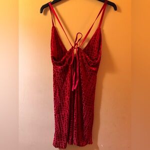 Valerie Stevens Red Velvet Slip Dress with Strappy Open Back Size L